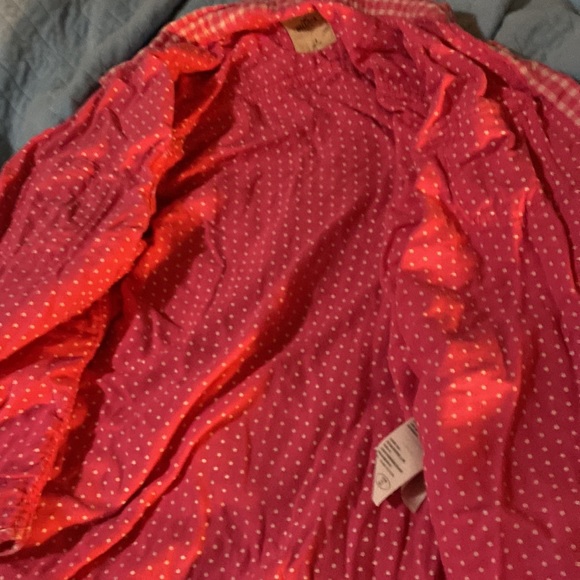 Long sleeve pink/white checked & dot button up - Picture 4 of 4